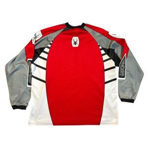 Spider Red Bike Padded Elbows Long Sleeve Riding Jersey Men's Size L